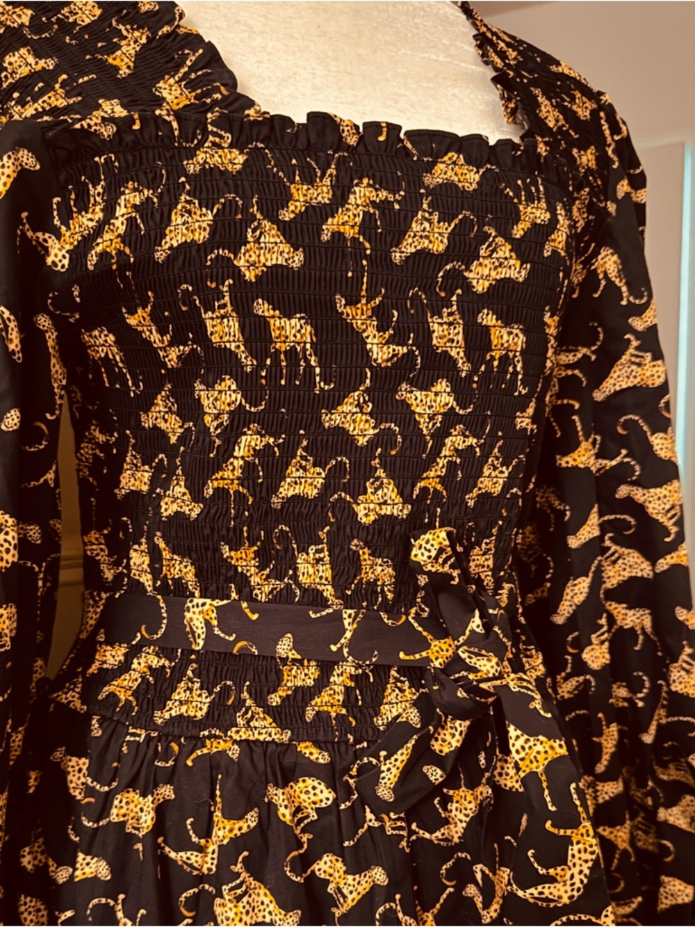 Leota square neck black cheetah dress size L l/XL NWT - Picture 2 of 10